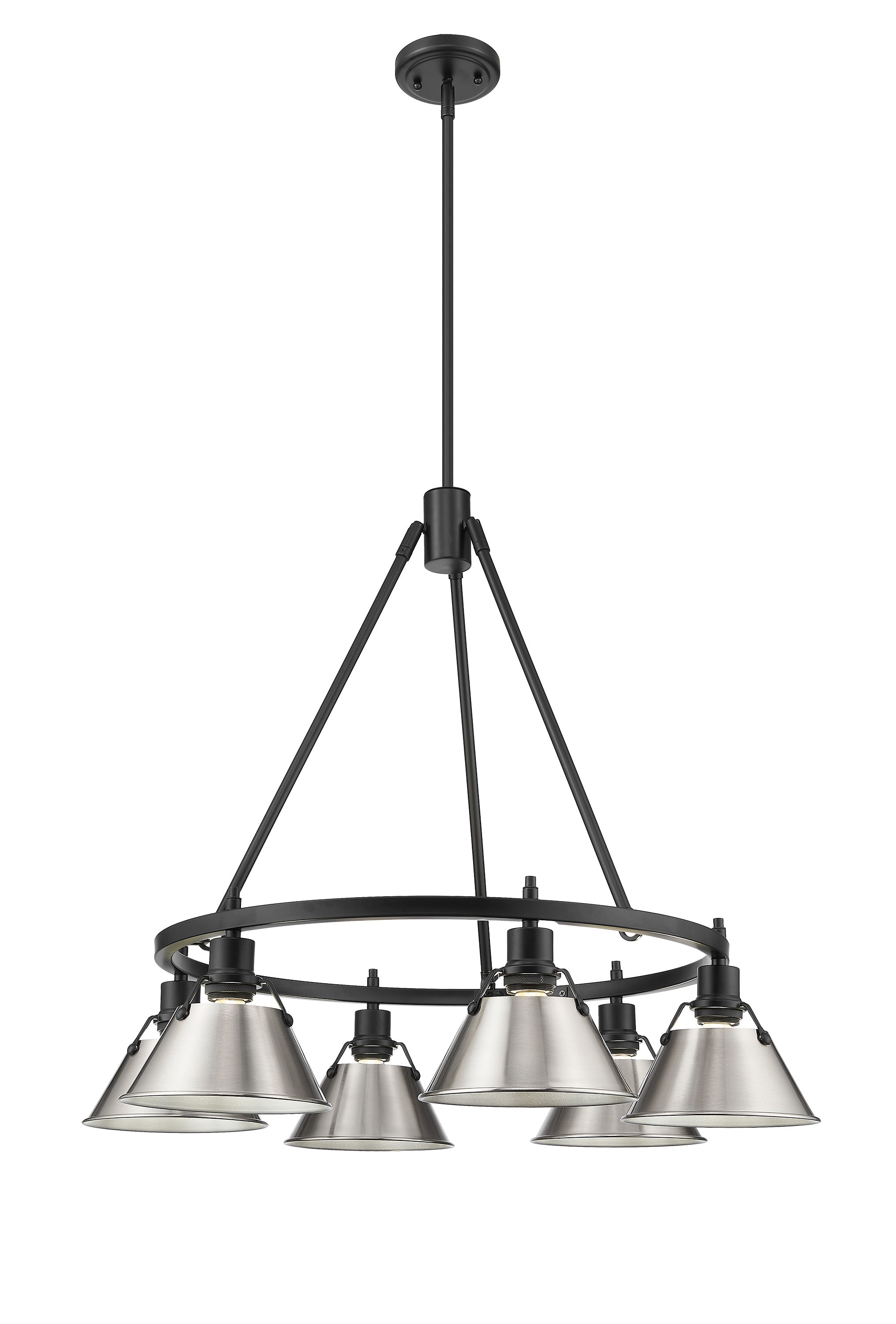 Orwell 6-Light Chandelier in Matte Black with Pewter - Matte Black / Pewter / Silver - Golden Lighting