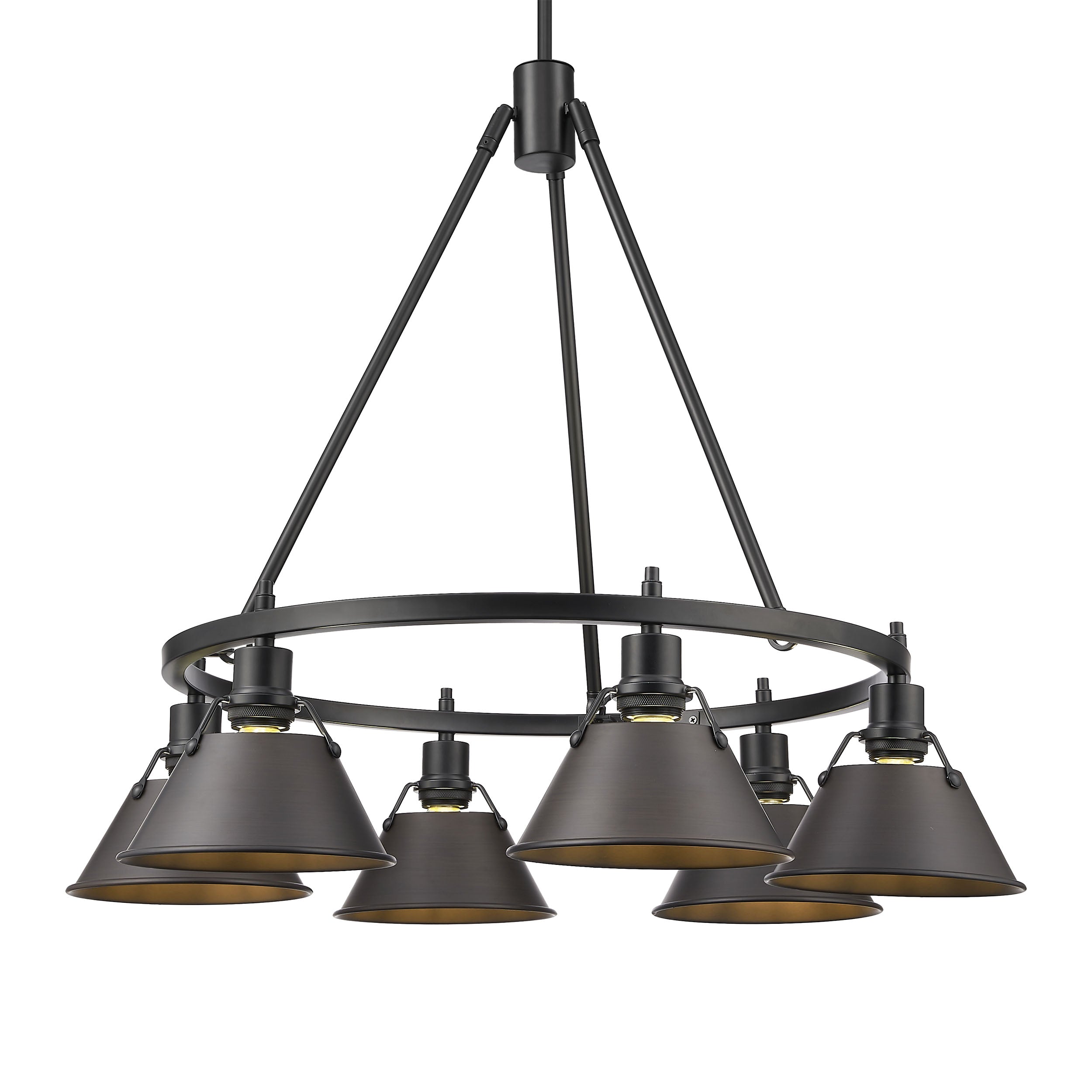 Yep by Golden Lighting Orwell 6-light Chandelier in Matte Black and Rubbed Bronze shade - Default Title - Golden Lighting