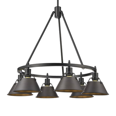 Yep by Golden Lighting Orwell 6-light Chandelier in Matte Black and Rubbed Bronze shade - Default Title - Golden Lighting