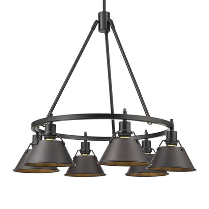 Yep by Golden Lighting Orwell 6-light Chandelier in Matte Black and Rubbed Bronze shade - Default Title - Golden Lighting