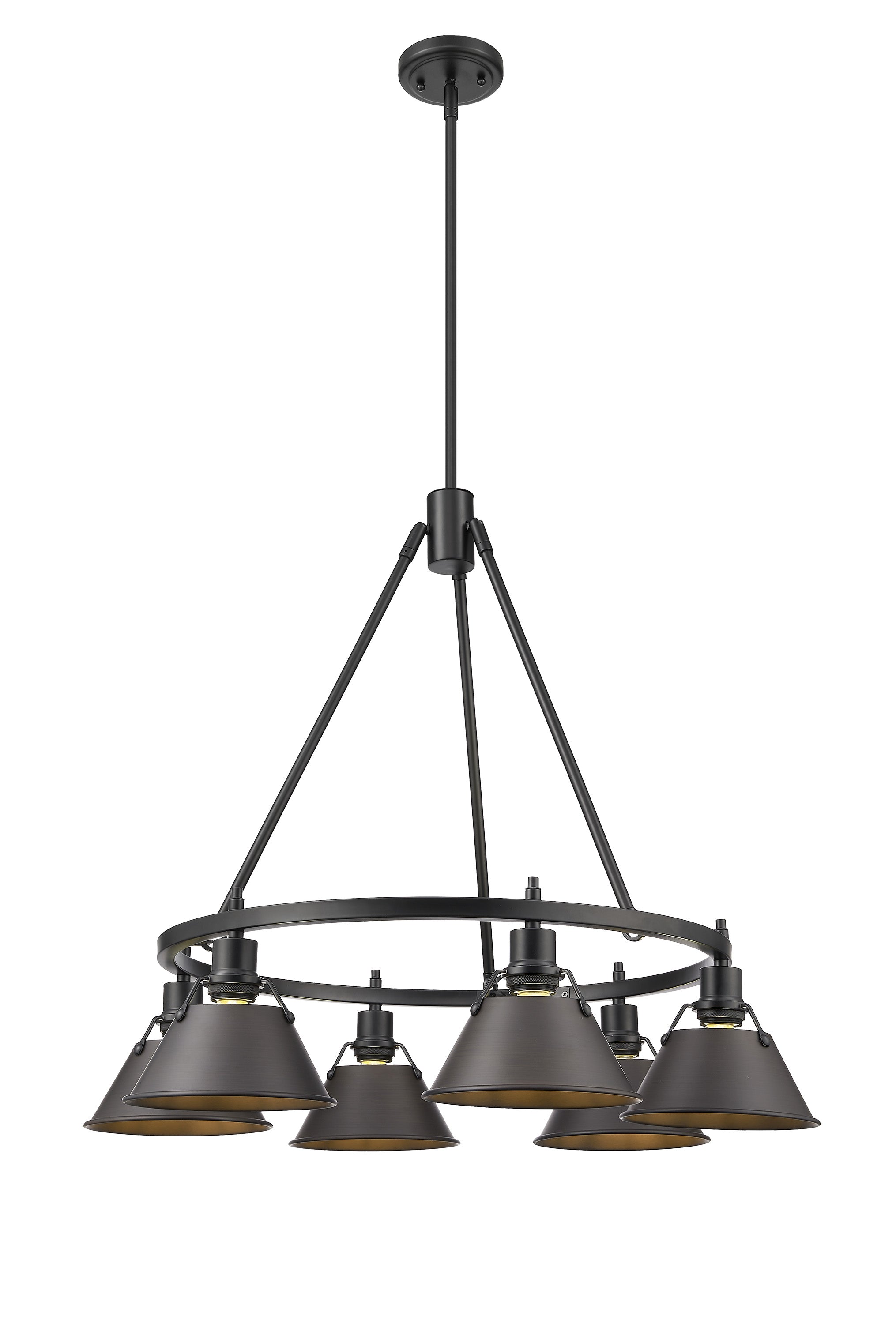 Orwell 6-Light Chandelier in Matte Black with Rubbed Bronze - Default Title - Golden Lighting