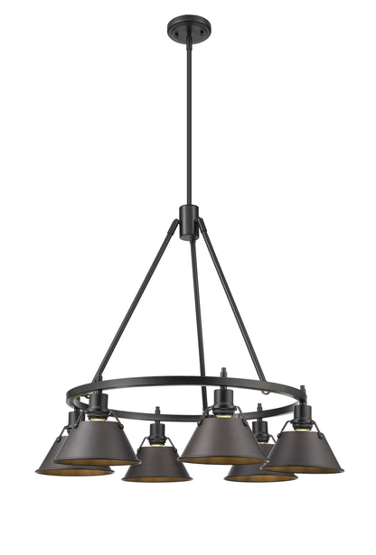 Orwell 6-Light Chandelier in Matte Black with Rubbed Bronze - Default Title - Golden Lighting
