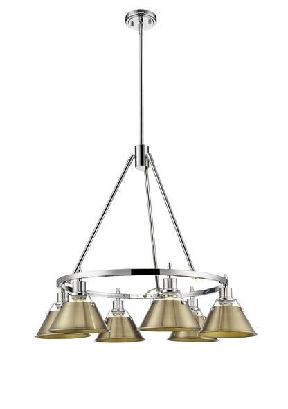 Orwell 6-Light Chandelier in Chrome with Aged Brass - Chrome / Aged Brass / Gold - Golden Lighting