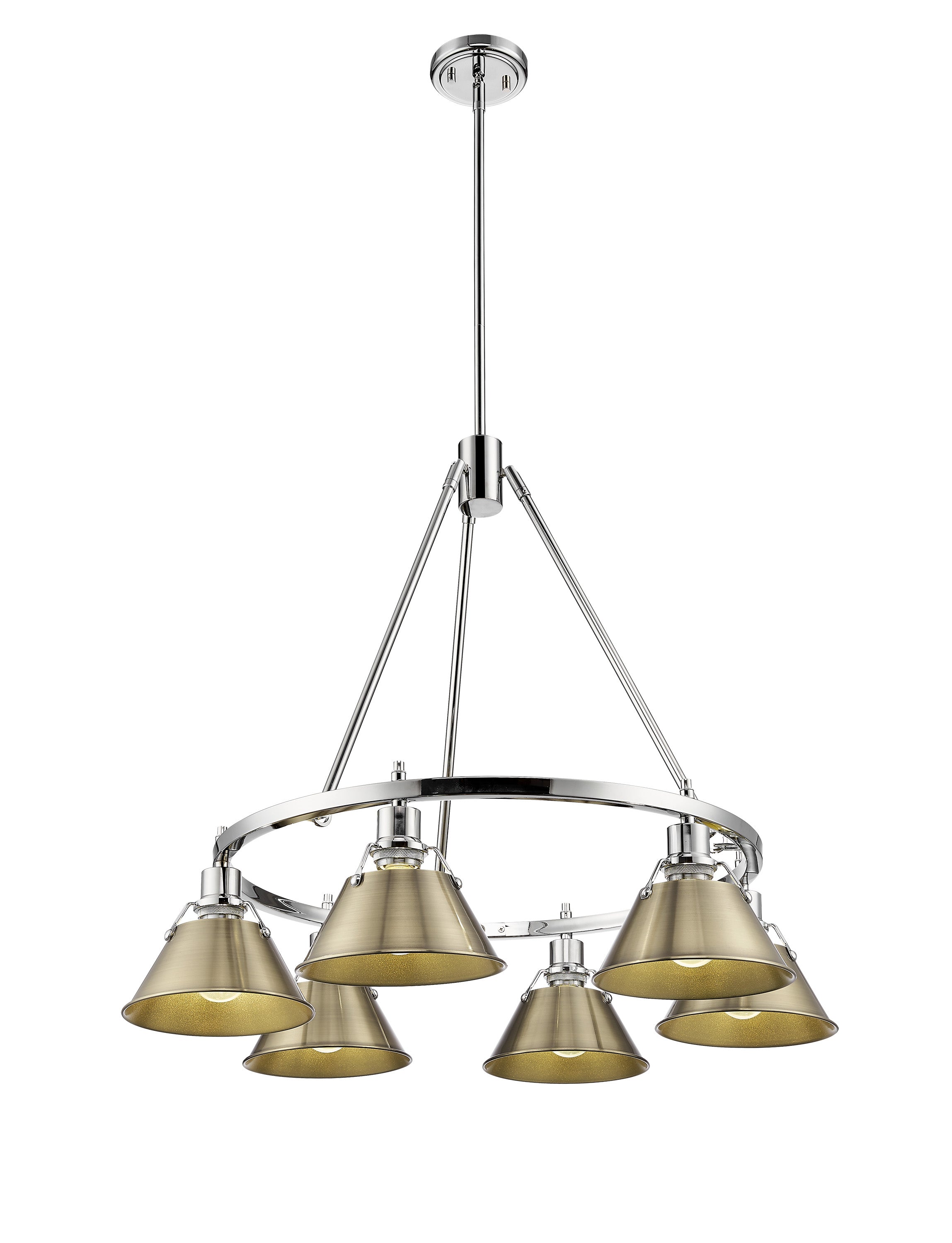 Orwell 6-Light Chandelier in Chrome with Aged Brass - - Golden Lighting