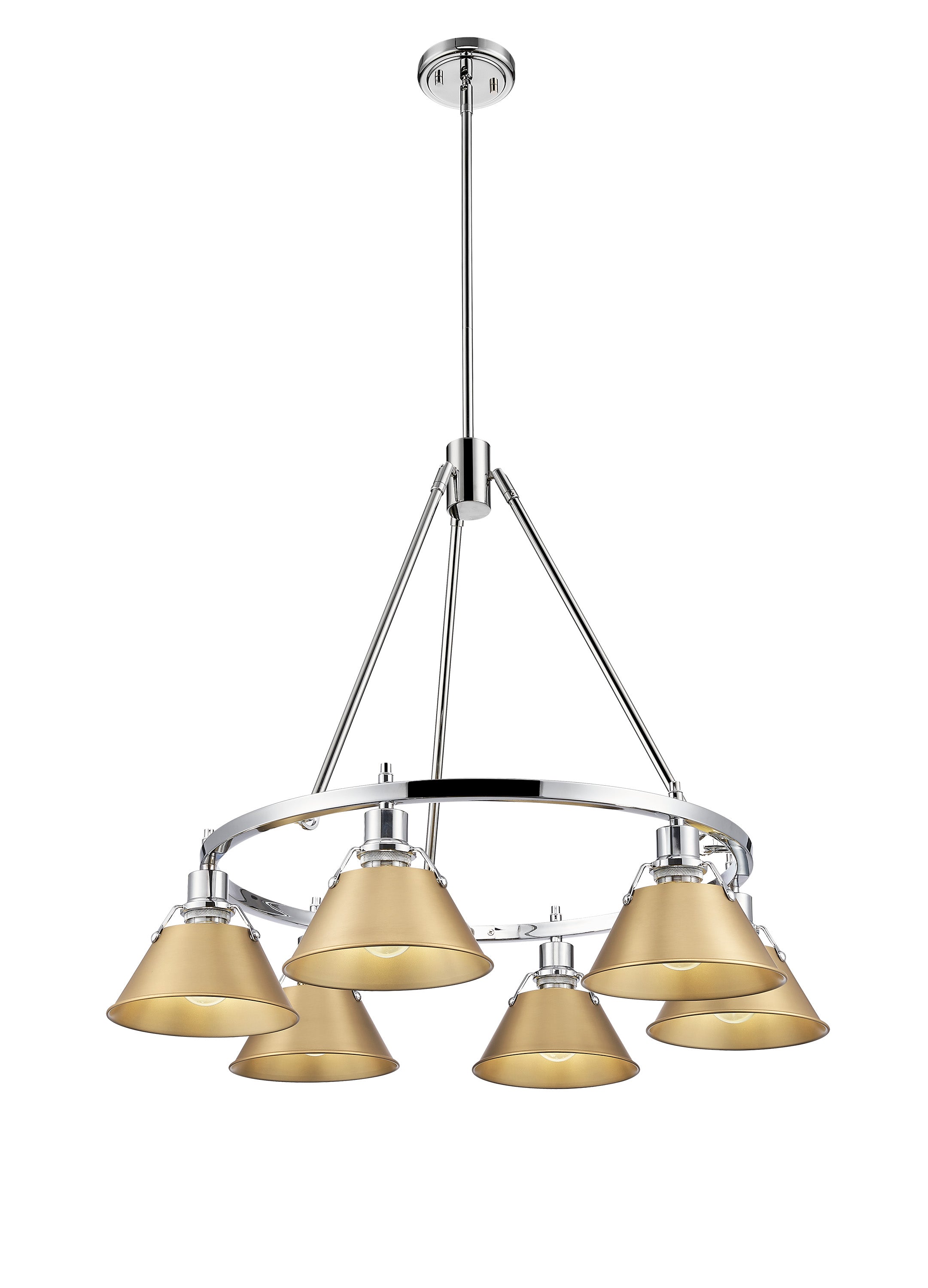 Yep by Golden Lighting Orwell 6-light Chandelier in Chrome and Brushed Champagne Brass shade - - Golden Lighting