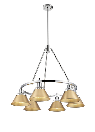 Yep by Golden Lighting Orwell 6-light Chandelier in Chrome and Brushed Champagne Brass shade - - Golden Lighting