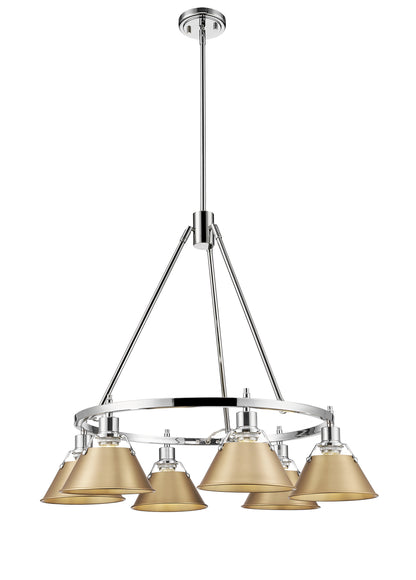 Orwell 6-Light Chandelier in Chrome with Brushed Champagne Bronze - Default Title - Golden Lighting