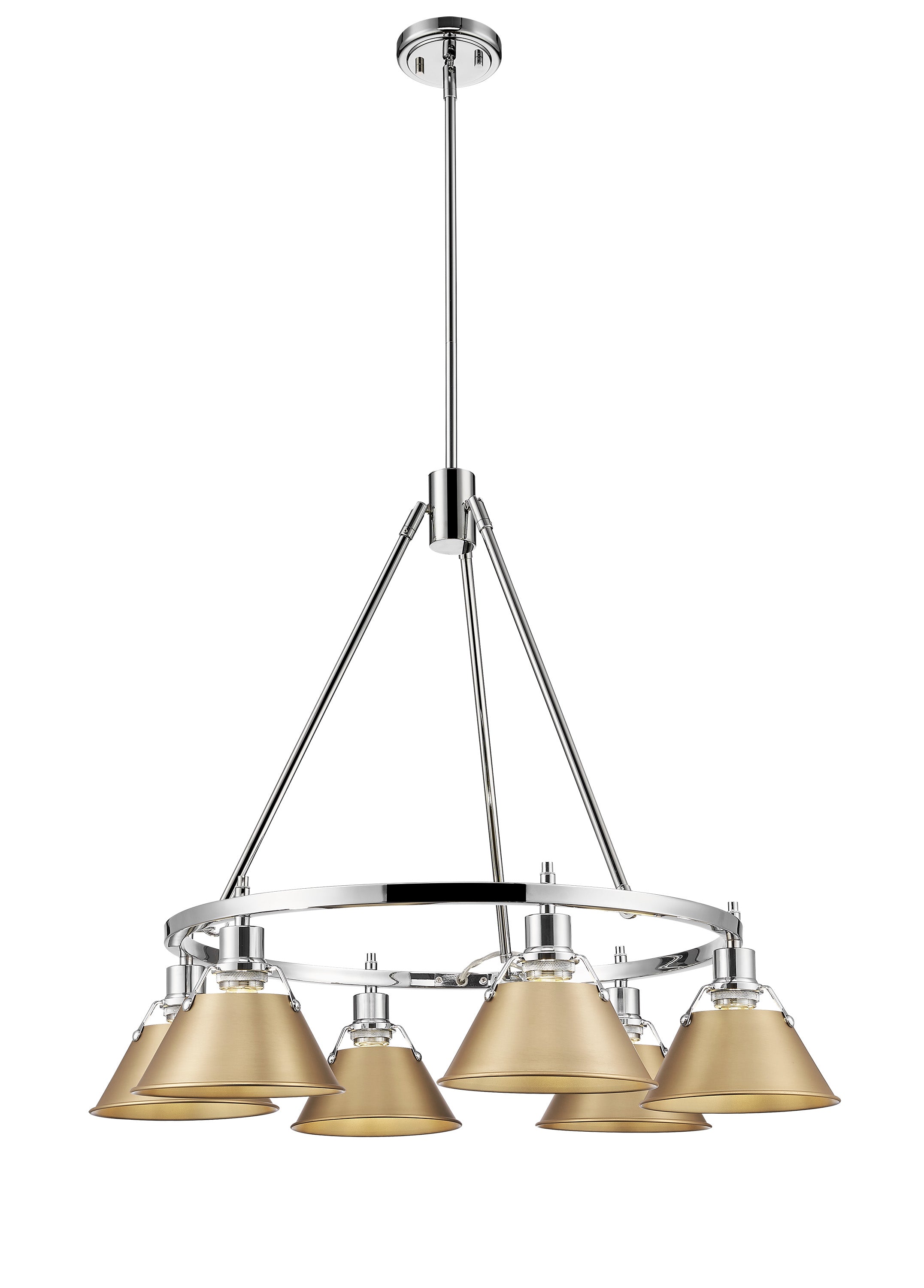 Orwell 6-Light Chandelier in Chrome with Brushed Champagne Bronze - Chrome / Brushed Champagne Bronze / Gold - Golden Lighting