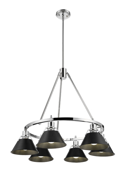 Orwell 6-Light Chandelier in Chrome with Matte Black - - Golden Lighting