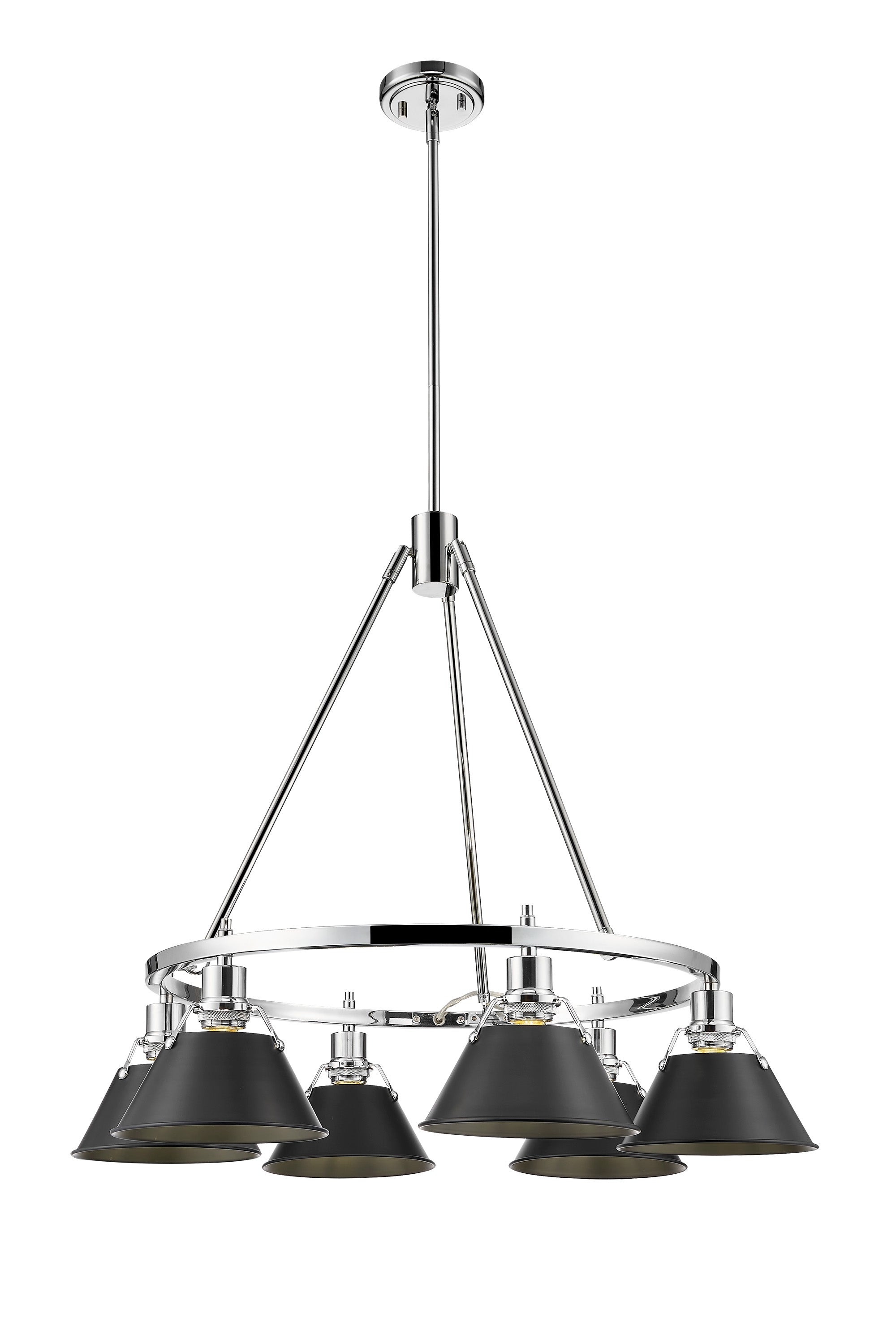 Orwell 6-Light Chandelier in Chrome with Matte Black - Chrome / Matte Black / Black - Golden Lighting