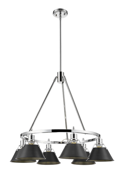 Orwell 6-Light Chandelier in Chrome with Matte Black - Chrome / Matte Black / Black - Golden Lighting