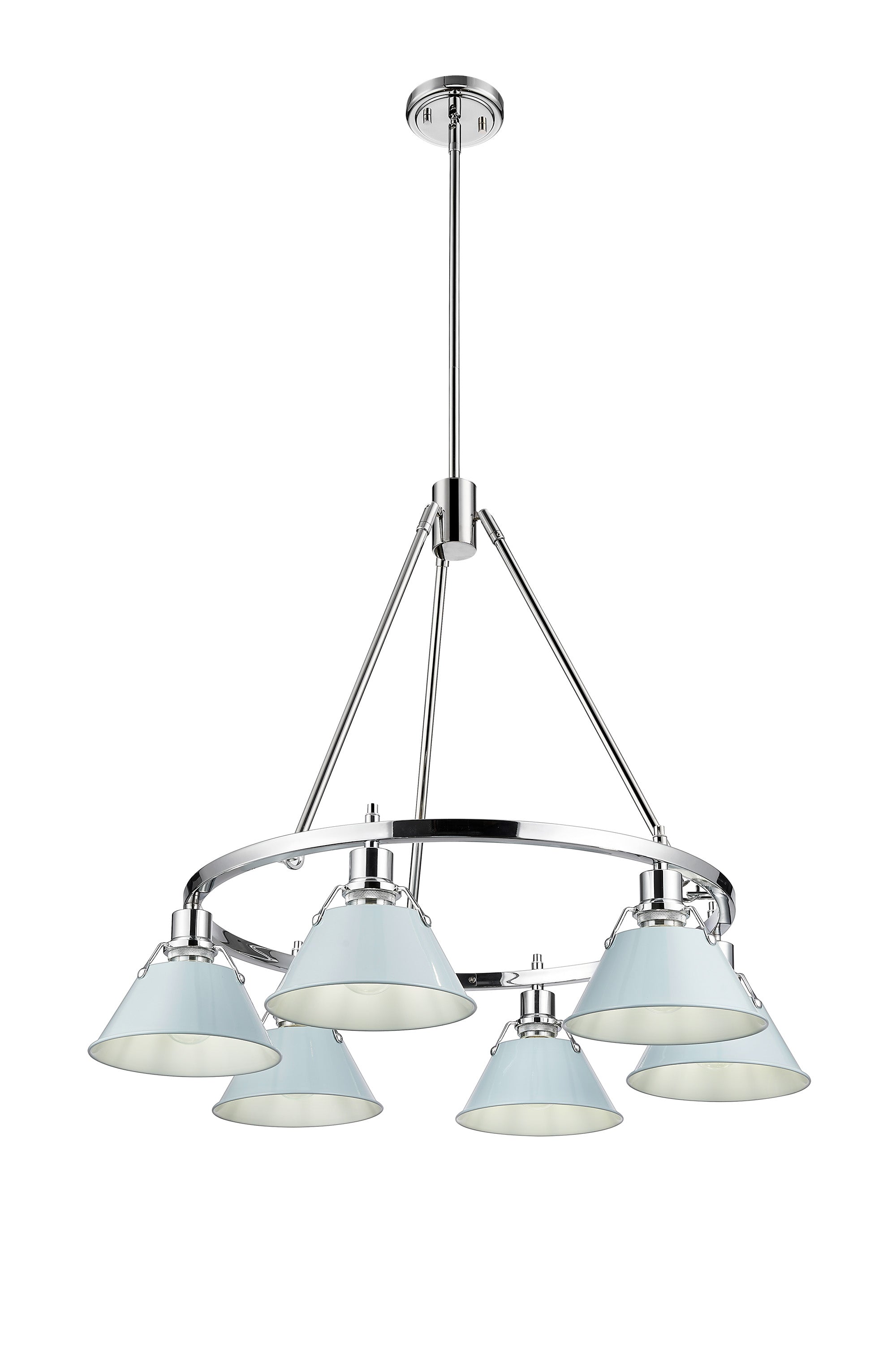 Orwell 6-Light Chandelier in Chrome with Dusky Blue - - Golden Lighting