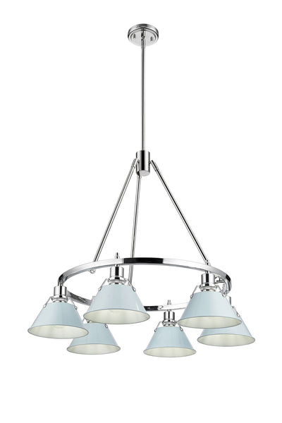 Yep by Golden Lighting Orwell 6-light Chandelier in Chrome and Dusky Blue shade - - Golden Lighting