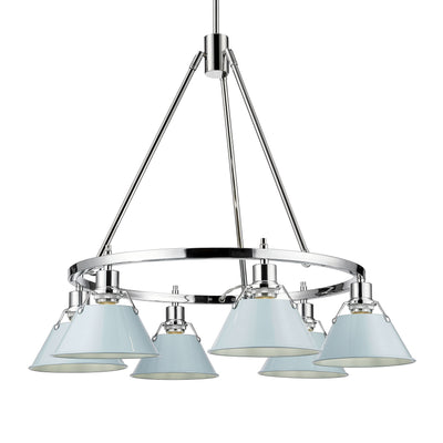 Yep by Golden Lighting Orwell 6-light Chandelier in Chrome and Dusky Blue shade - Default Title - Golden Lighting
