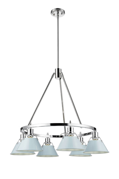 Orwell 6-Light Chandelier in Chrome with Dusky Blue - Default Title - Golden Lighting