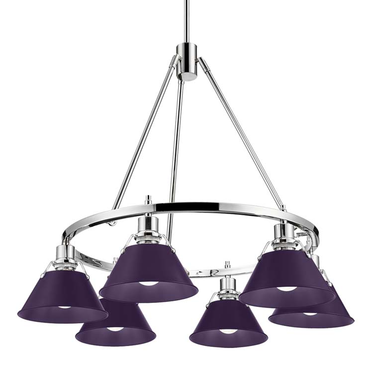 Yep by Golden Lighting Orwell 6-light Chandelier in Chrome and Exotic Purple shade - Default Title - Golden Lighting