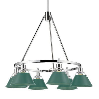Yep by Golden Lighting Orwell 6-light Chandelier in Chrome and Pine Green shade - Default Title - Golden Lighting