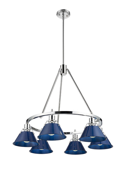 Yep by Golden Lighting Orwell 6-light Chandelier in Chrome and Navy Blue shade - - Golden Lighting