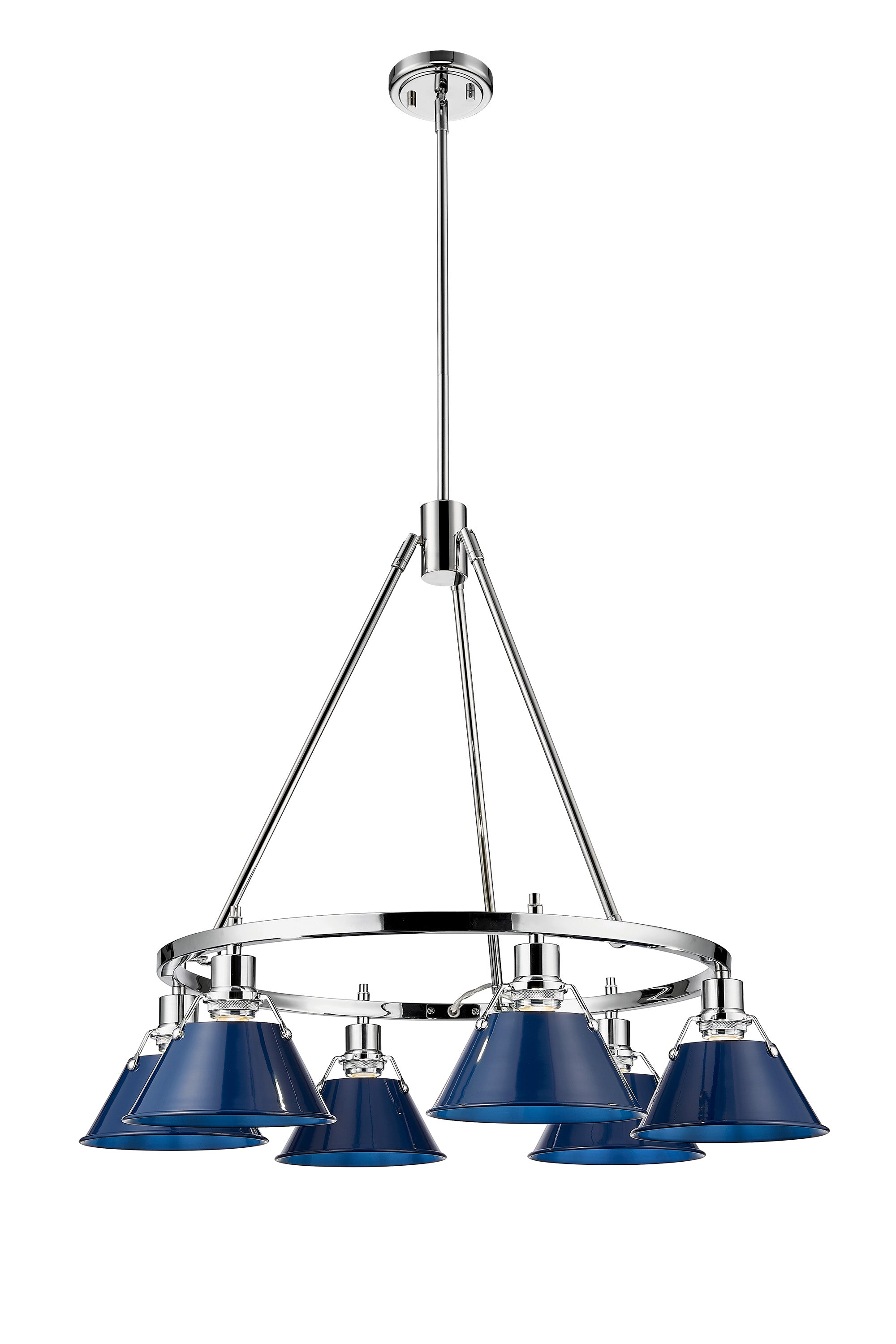 Orwell 6-Light Chandelier in Chrome with Matte Navy - Chrome / Matte Navy / Blue - Golden Lighting