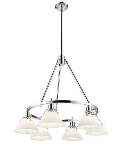 Orwell 6-Light Chandelier in Chrome with Opal Glass - - Golden Lighting