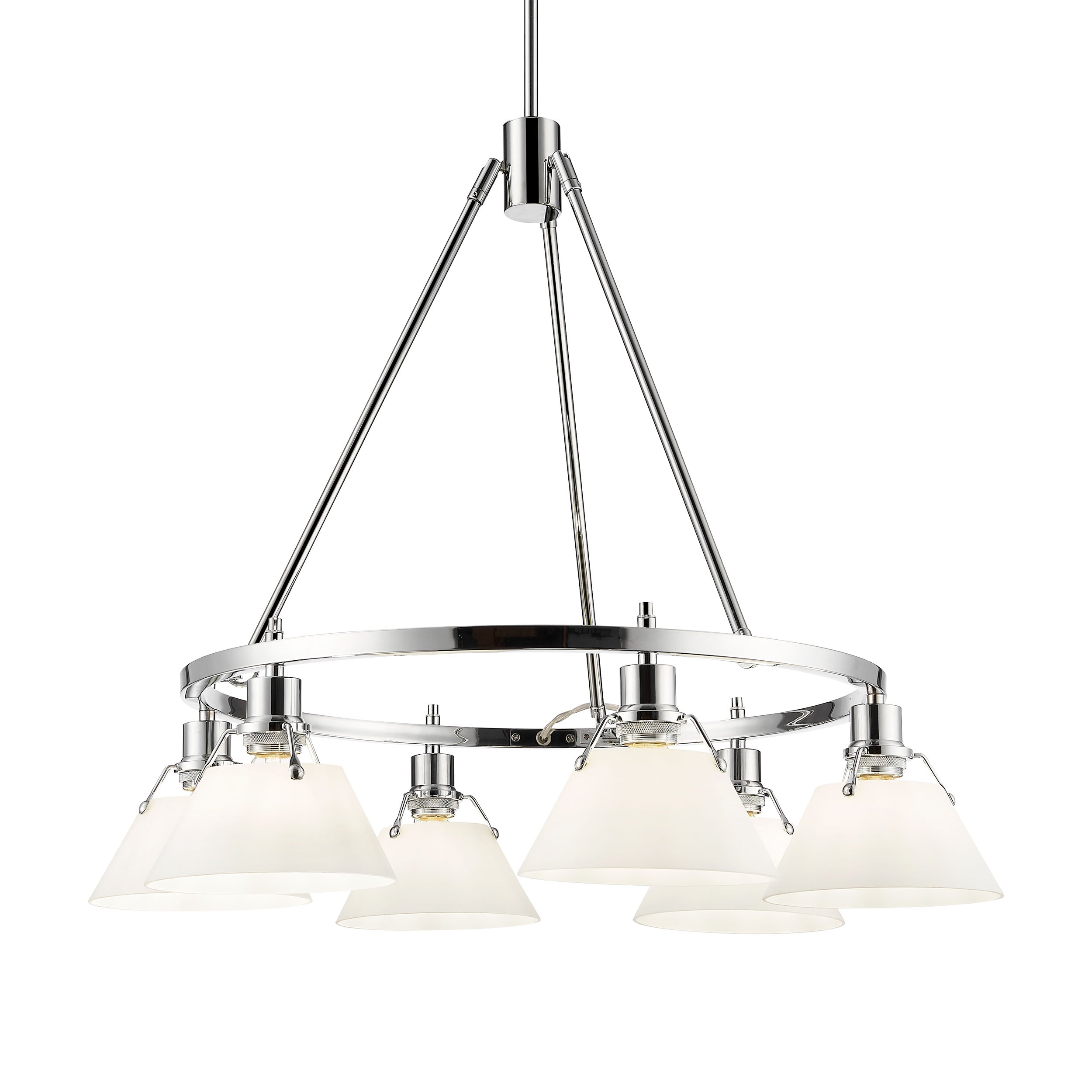 Yep by Golden Lighting Orwell 6-light Chandelier in Chrome and Opal Glass