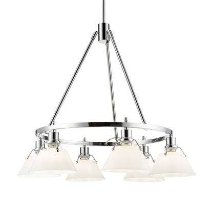 Yep by Golden Lighting Orwell 6-light Chandelier in Chrome and Opal Glass