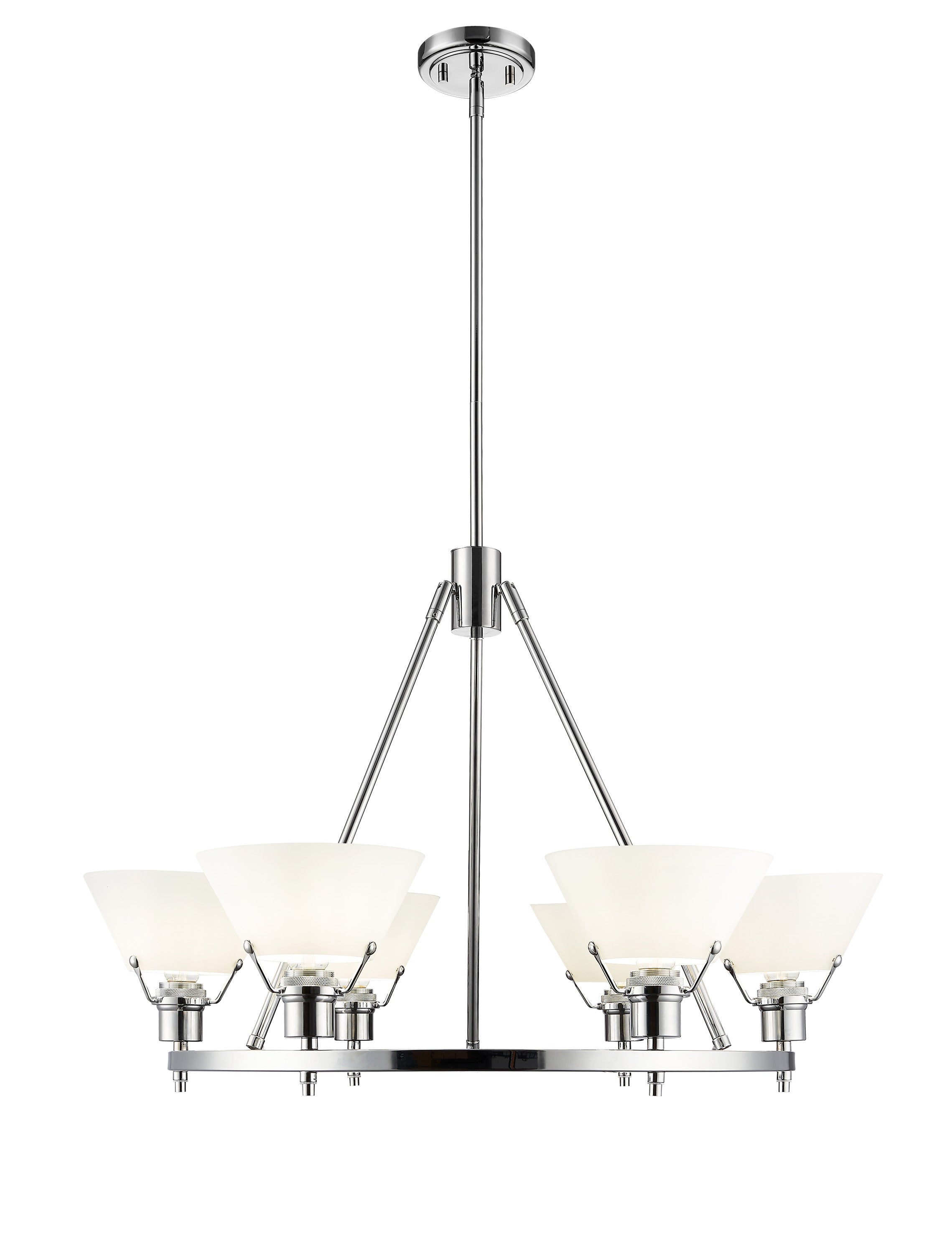 Yep by Golden Lighting Orwell 6-light Chandelier in Chrome and Opal Glass - - Golden Lighting