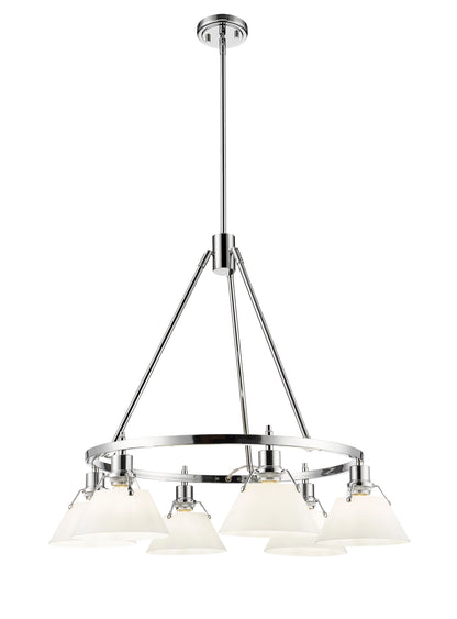 Orwell 6-Light Chandelier in Chrome with Opal Glass - Chrome / Opal Glass / White - Golden Lighting