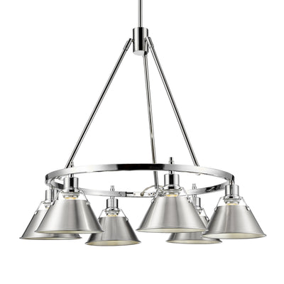 Yep by Golden Lighting Orwell 6-light Chandelier in Chrome and Pewter shade - Default Title - Golden Lighting
