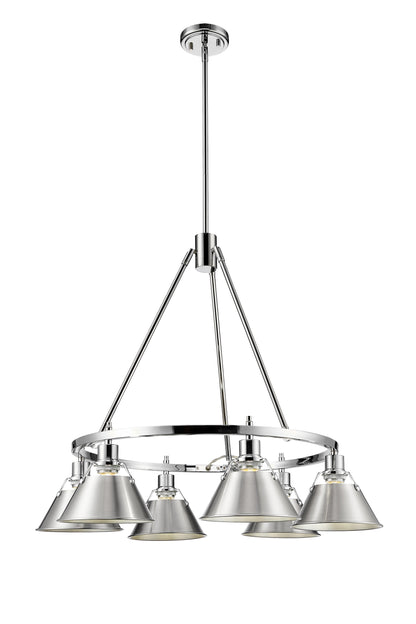 Orwell 6-Light Chandelier in Chrome with Pewter - Chrome / Pewter / Silver - Golden Lighting