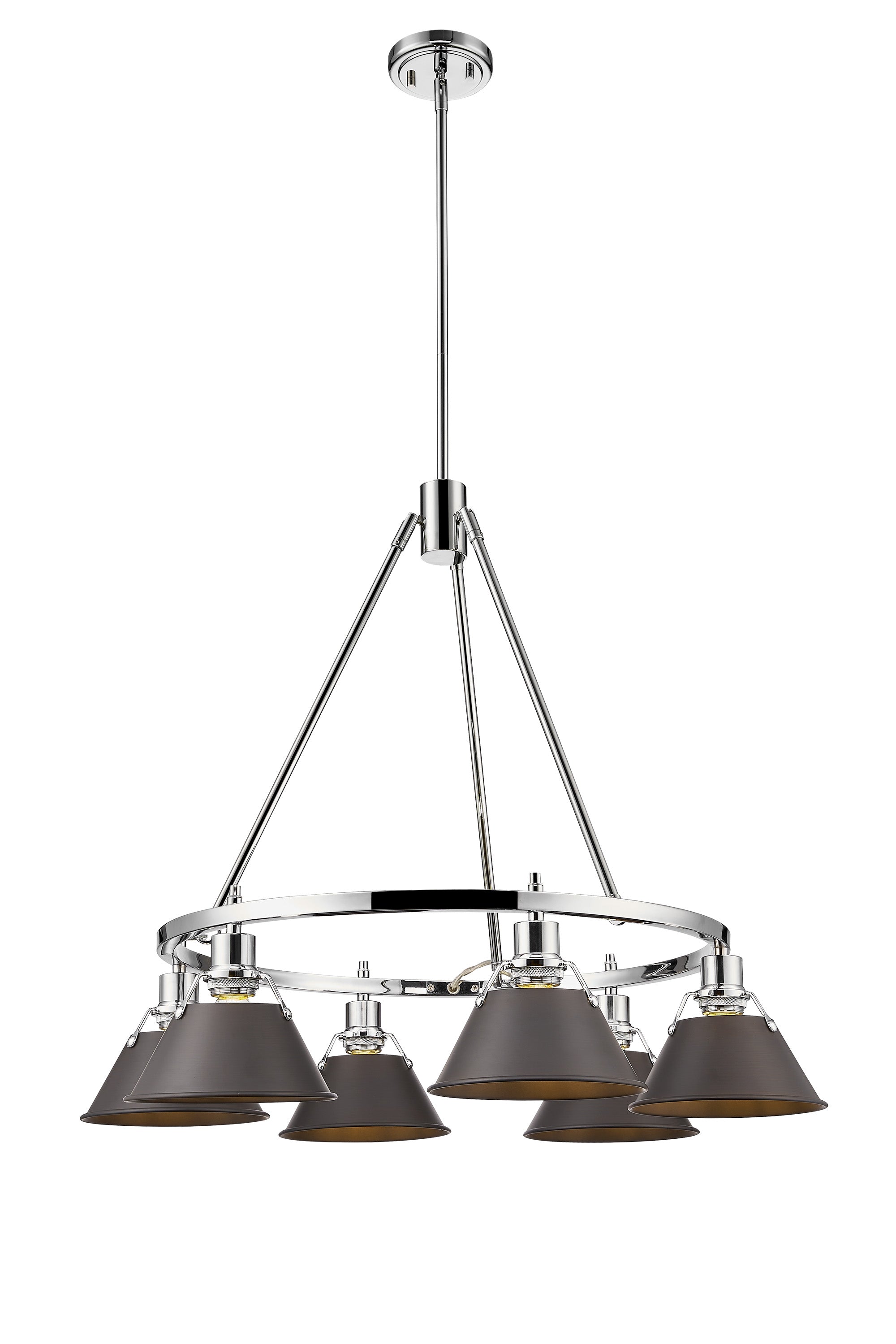 Orwell 6-Light Chandelier in Chrome with Rubbed Bronze - Chrome / Rubbed Bronze / Bronze - Golden Lighting