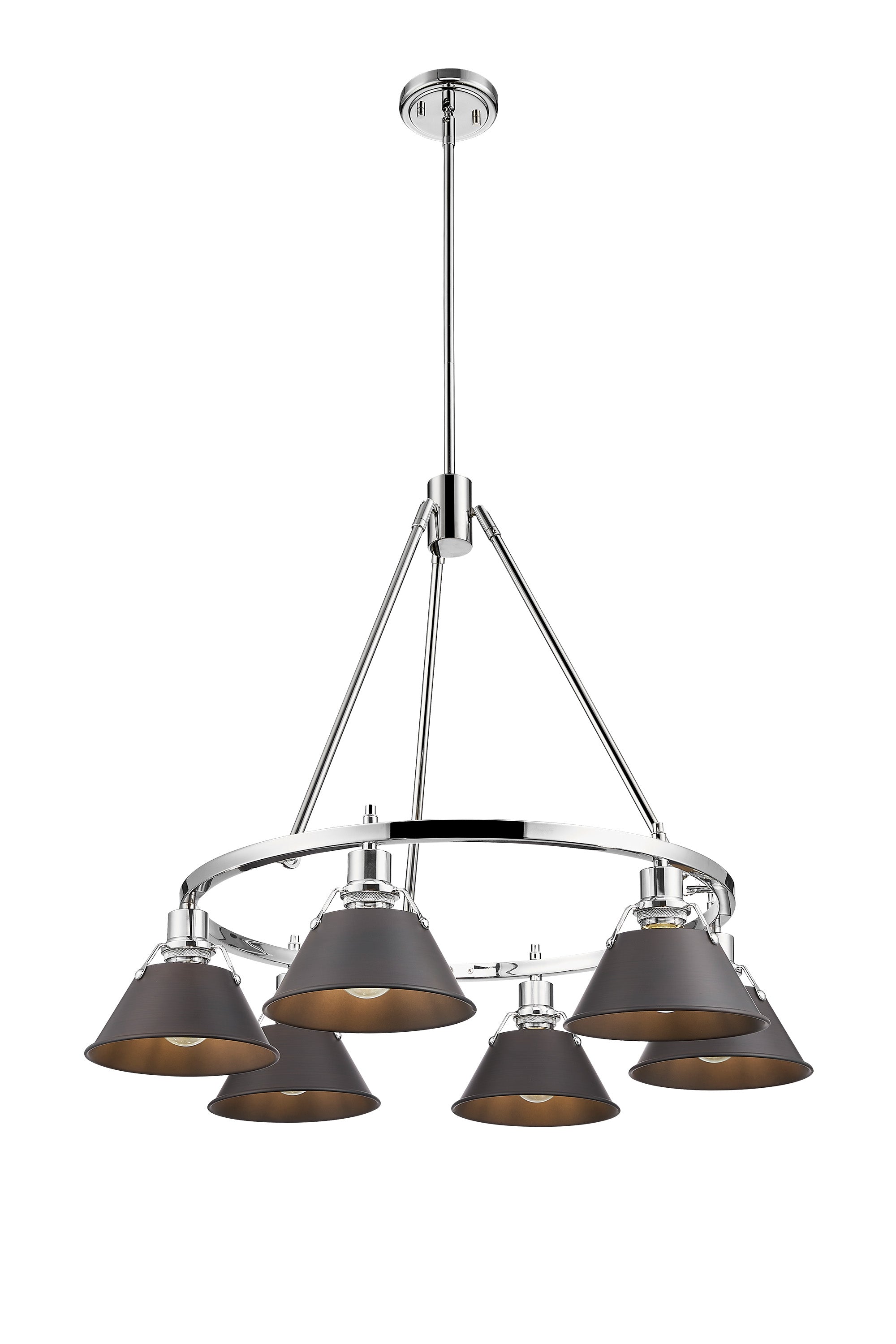 Orwell 6-Light Chandelier in Chrome with Rubbed Bronze - - Golden Lighting