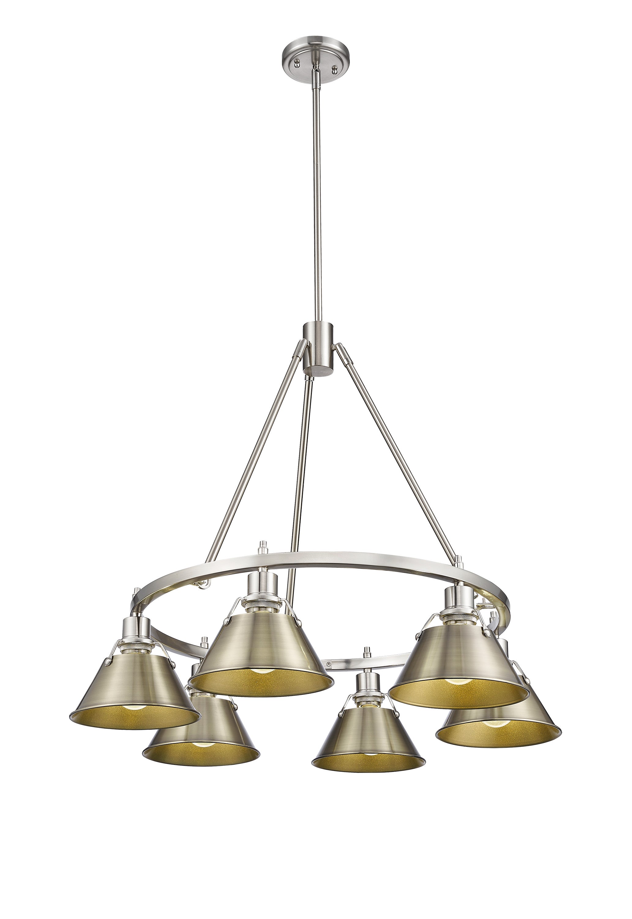 Orwell 6-Light Chandelier in Pewter with Aged Brass - - Golden Lighting