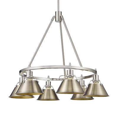 Yep by Golden Lighting Orwell 6-light Chandelier in Pewter and Aged Brass shade - Default Title - Golden Lighting