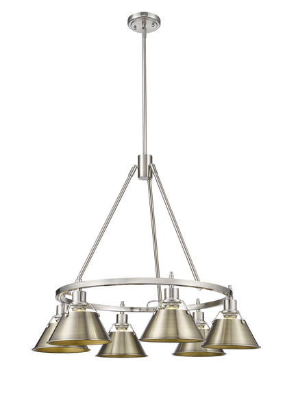 Orwell 6-Light Chandelier in Pewter with Aged Brass - Default Title - Golden Lighting