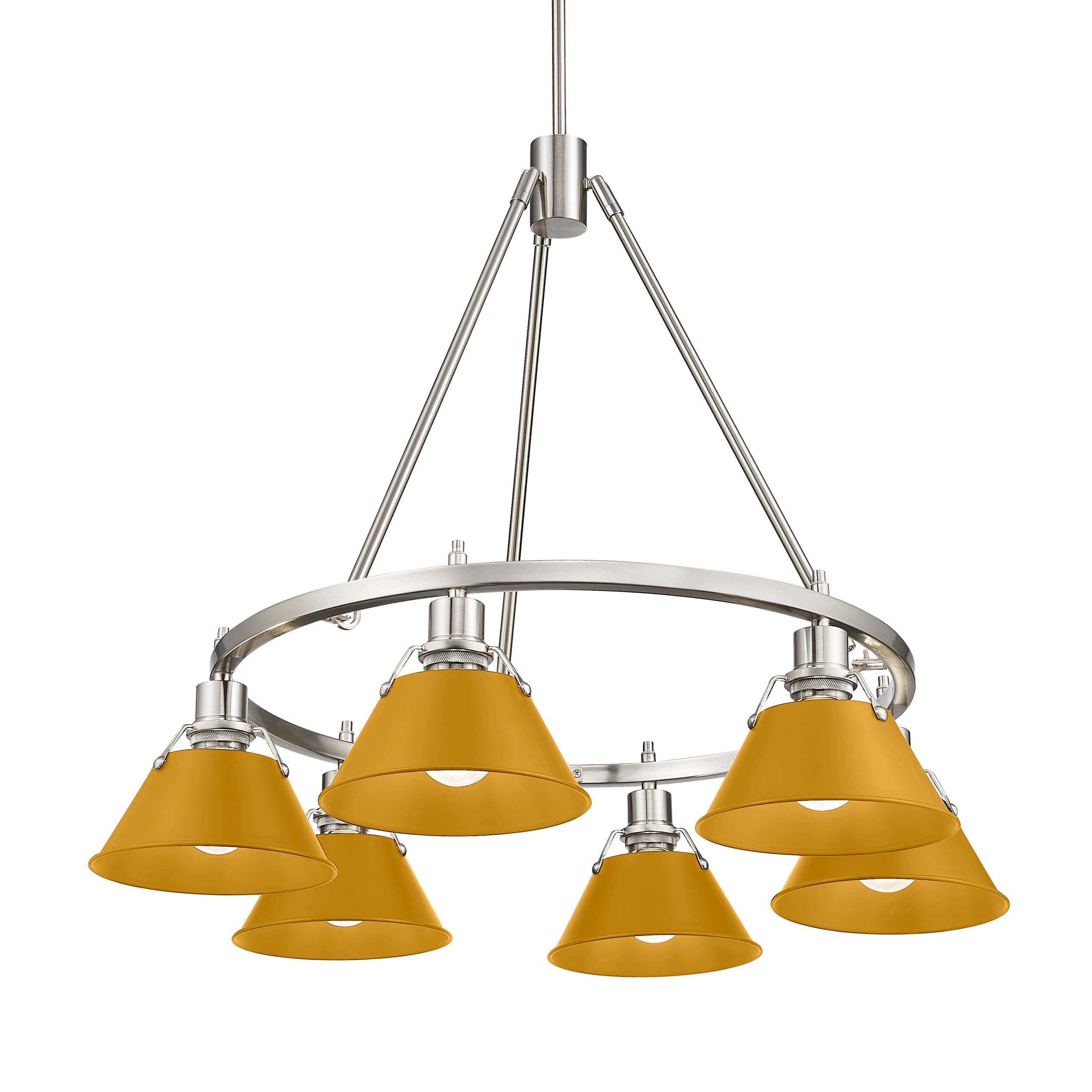Yep by Golden Lighting Orwell 6-light Chandelier in Pewter and Auric Yellow shade
