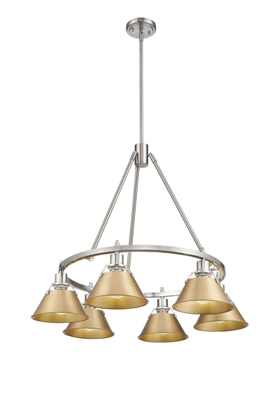 Yep by Golden Lighting Orwell 6-light Chandelier in Pewter and Brushed Champagne Brass shade - - Golden Lighting