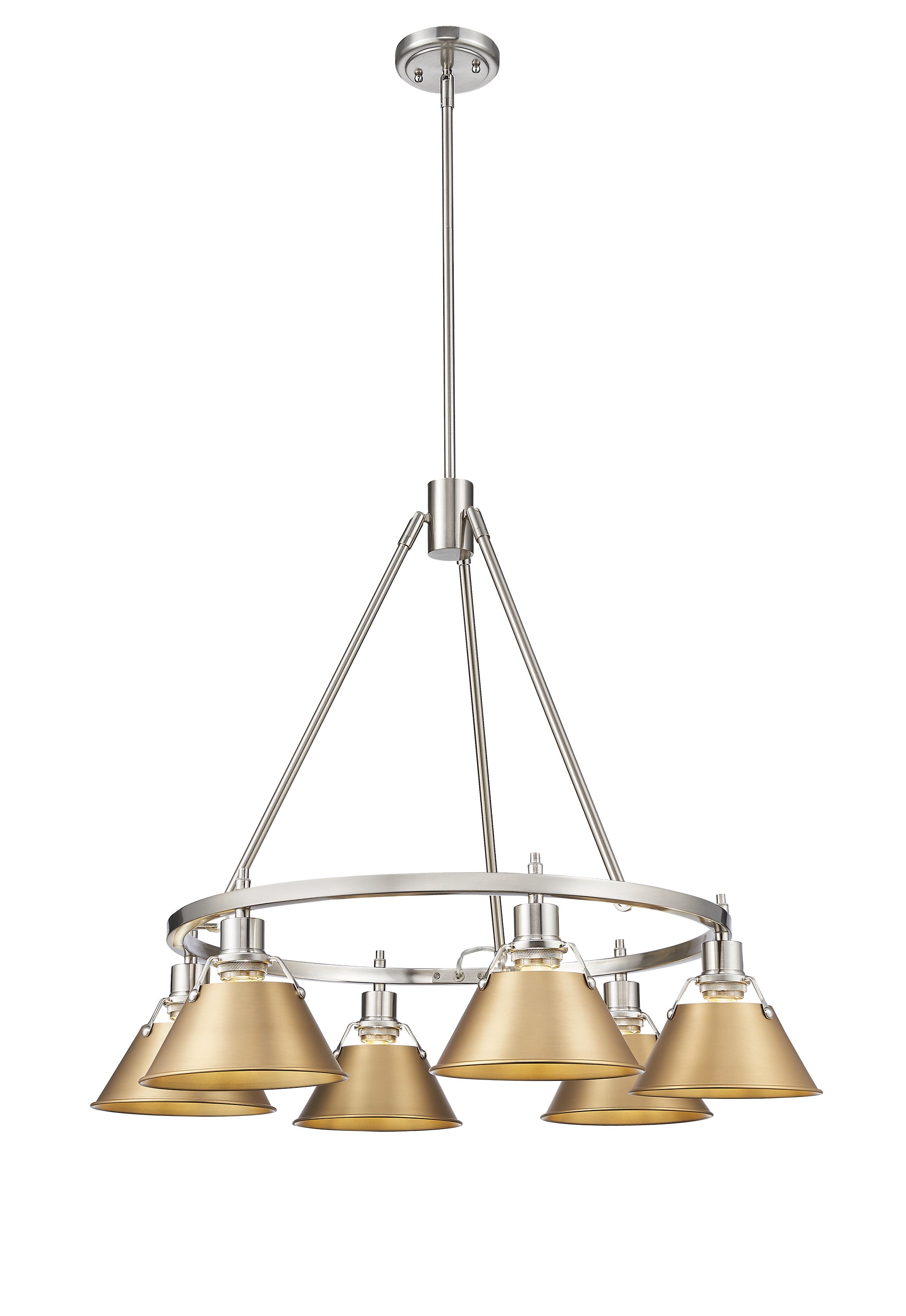 Orwell 6-Light Chandelier in Pewter with Brushed Champagne Bronze - Default Title - Golden Lighting
