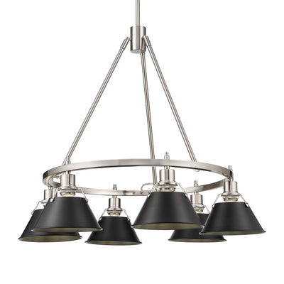 Yep by Golden Lighting Orwell 6-light Chandelier in Pewter and Matte Black shade - Default Title - Golden Lighting
