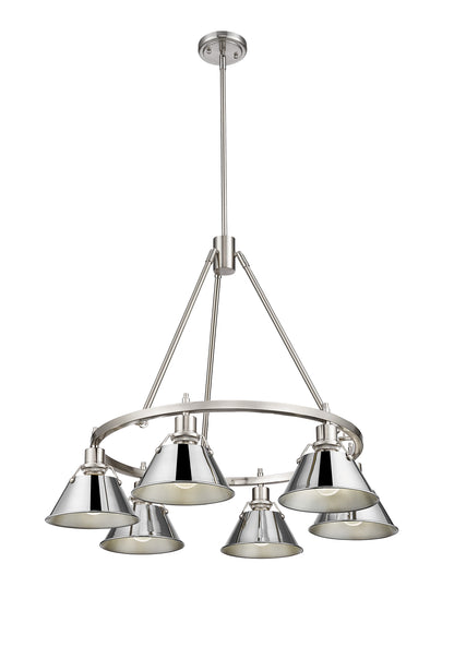 Orwell 6-Light Chandelier in Pewter with Chrome - - Golden Lighting