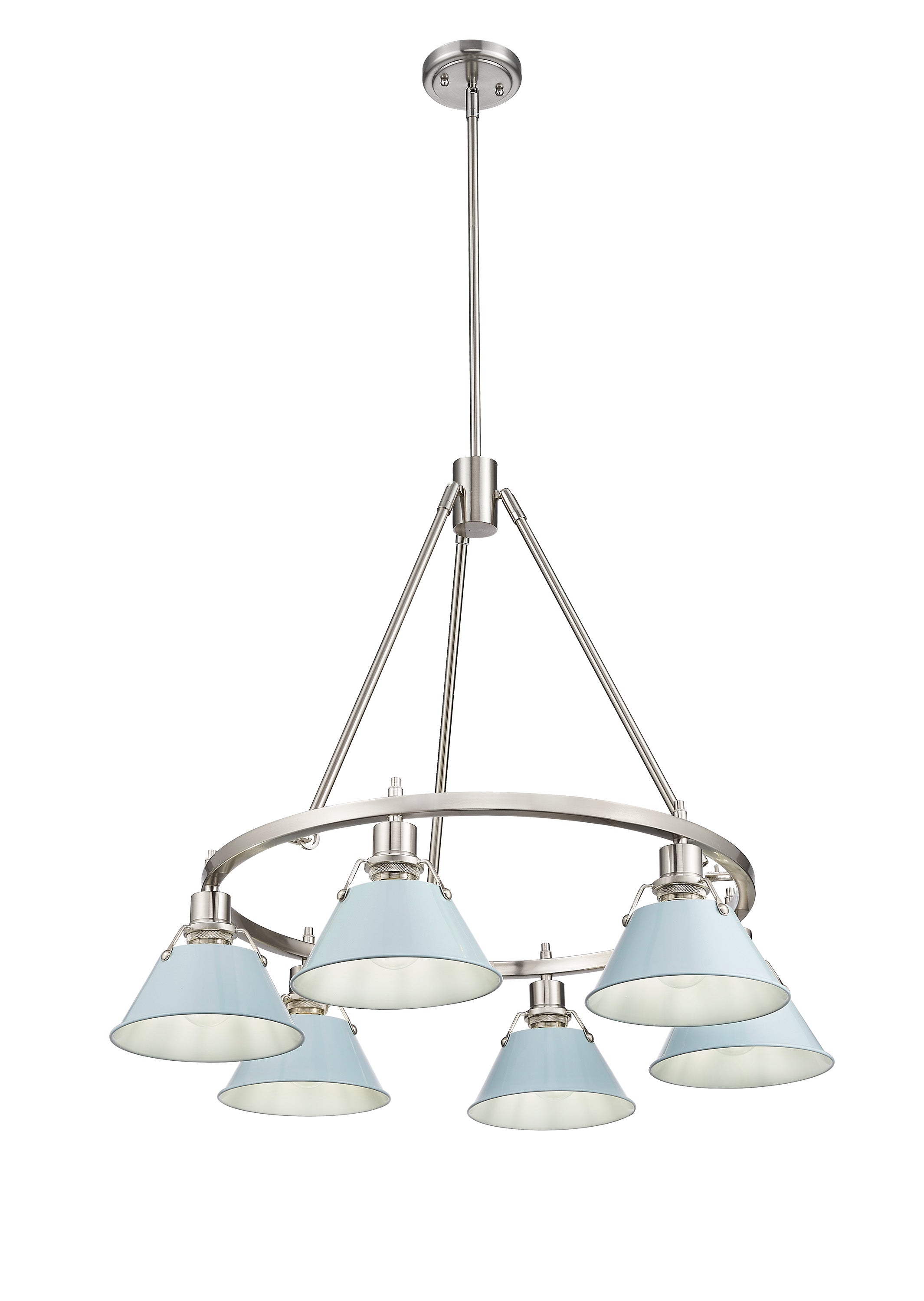 Orwell 6-Light Chandelier in Pewter with Dusky Blue - - Golden Lighting