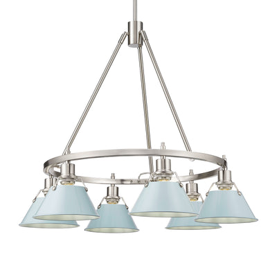 Yep by Golden Lighting Orwell 6-light Chandelier in Pewter and Dusky Blue shade - Default Title - Golden Lighting