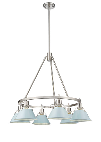 Orwell 6-Light Chandelier in Pewter with Dusky Blue - Default Title - Golden Lighting