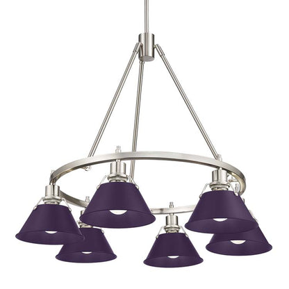 Yep by Golden Lighting Orwell 6-light Chandelier in Pewter and Exotic Purple shade