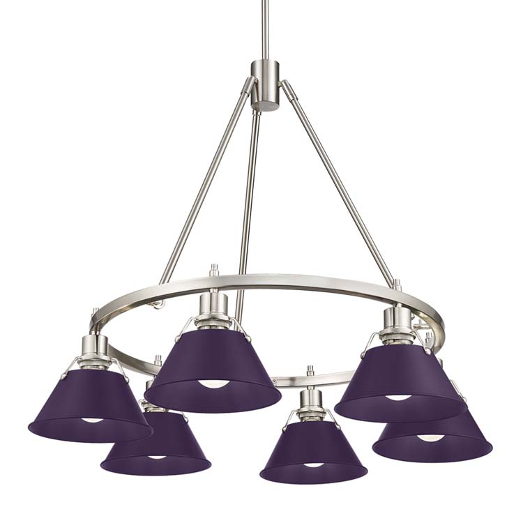 Yep by Golden Lighting Orwell 6-light Chandelier in Pewter and Exotic Purple shade