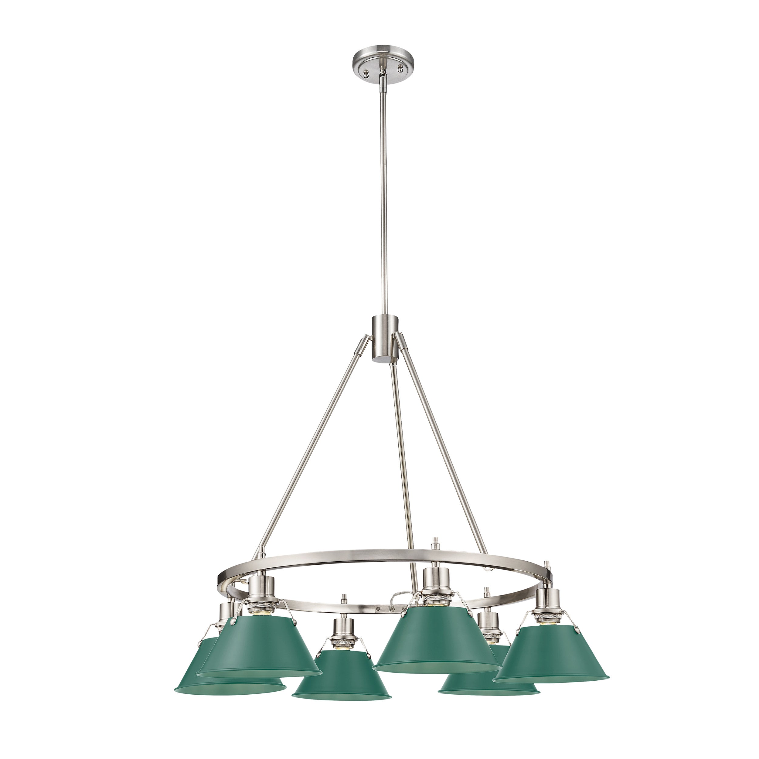 Yep by Golden Lighting Orwell 6-light Chandelier in Pewter and Pine Green shade - - Golden Lighting