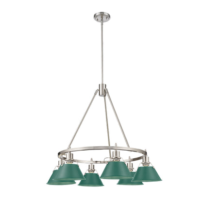 Yep by Golden Lighting Orwell 6-light Chandelier in Pewter and Pine Green shade - - Golden Lighting