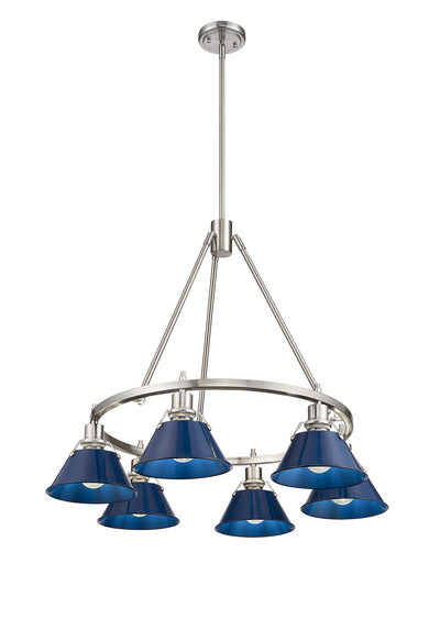 Yep by Golden Lighting Orwell 6-light Chandelier in Pewter and Navy Blue shade - - Golden Lighting