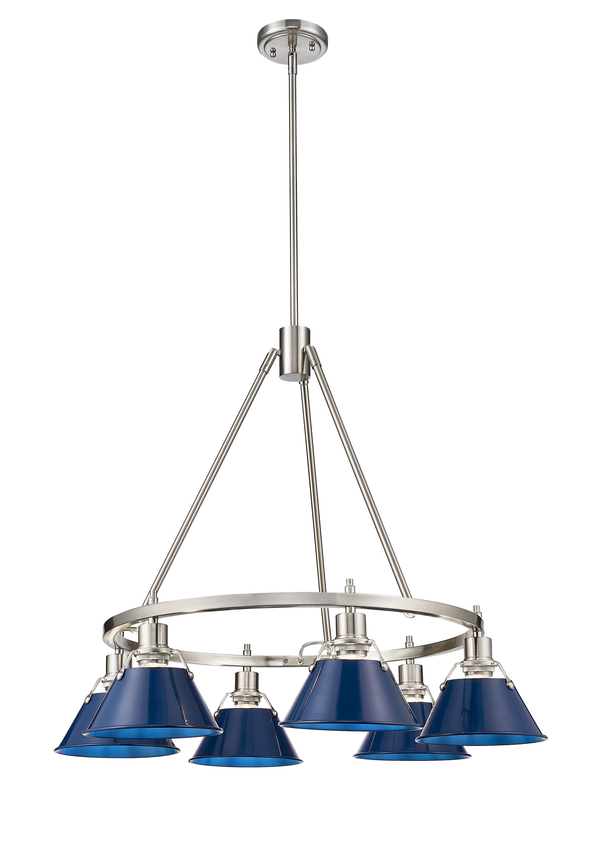 Orwell 6-Light Chandelier in Pewter with Matte Navy - Pewter / Matte Navy / Blue - Golden Lighting