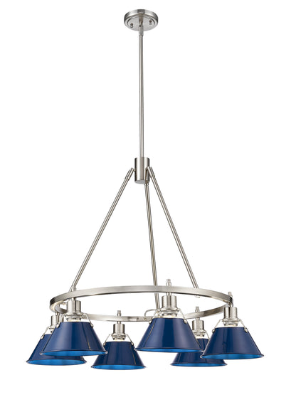 Orwell 6-Light Chandelier in Pewter with Matte Navy - Default Title - Golden Lighting